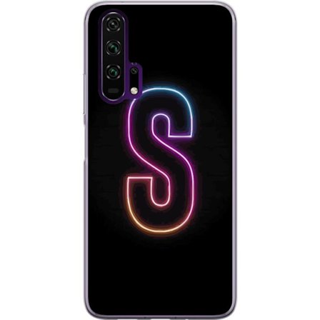 Kompatibel Mobilcover til Honor Honor 20 Pro Neonbogstav S i lyserød og blå toner mod en mørk baggrund, stilfuld bogstavkunst med retro-futuristis