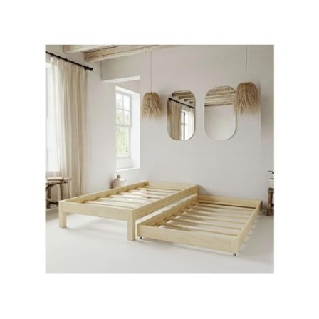 Luonnollista massiivipuuta levitettävä sänky Profiwoodista toiminnallinen sänky laatikkosängyllä lastenhuoneeseen, 90x160 cm