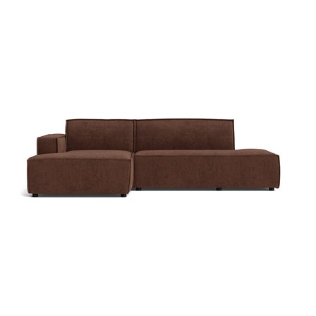 Elegant Lyon chaiselong sofa, venstrevendt open end - Capri Brun - 278x160x78cm - Sofa med bøgetræ, krydsfinér, MDF, PU skum og nozag fjedre