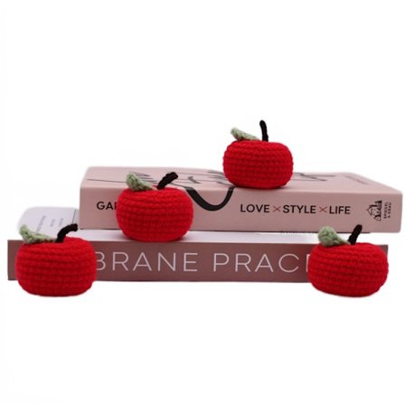 Håndlavet ulddukke færdigt produkt vedhæng håndkrog dukke hæklet æble uldæble (4 stk.)