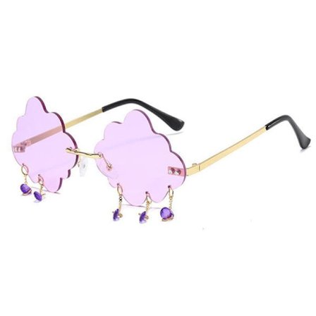 Personlige Ramlösa Regndråpe Solbriller Havbit Sky Solbriller Europeisk og Amerikansk Mote Street Photography Briller Transparent Fiolett