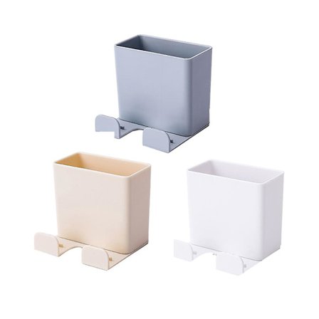 3 stk veggmontert oppbevaringsboks multifunksjonell mobiltelefon ladestativ oppbevaringsbeholder for hjemmet (hvit + grå + beige)