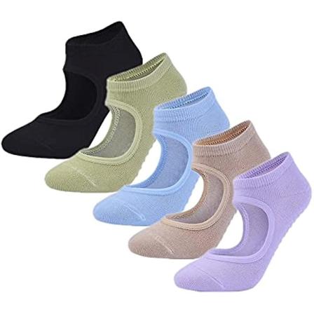 5 paria joogisukkia naisille, liukumattomat, ihanteelliset, liukumattomat puuvillasukat pilates-sukkiin joogaa, pilatesta, balettia, tanssia varten