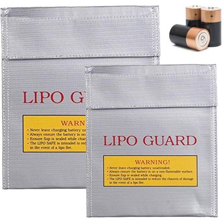 Brannsikker pose egnet for litiumbatterier, 2 stk, sikker pose egnet for Lipo-batterier, sikker pose egnet for Lipo-batterier