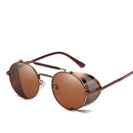 Trendiga Retro Steampunk Solglasögon Män Märkesdesigner Runda Steam Punk Legering Solglasögon Goggles För Kvinnor UV400 Gafas de Sol