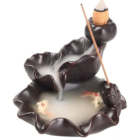 Keramiikka vesiputous suitsutusastia, reflow suitsutusastia, suitsutusastia jalusta, koi kala suitsutusastia, suitsutin