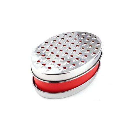 Oval osthyvel med matförvaringslåda och lock, osthyvel med matförvaringslåda och lock, chokladhyvel, hyvellåda med förvaringslåda, röd