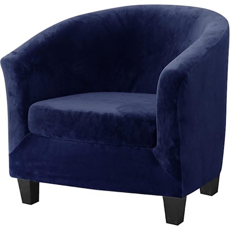 Piece Tub Chair Slipcovers, Upgraded 2 In 1 Design For Stretch Velvet Armchair With Cushion Cover, Non-slip Club Bucket Chairs, Sofa Slipcovers (navy
