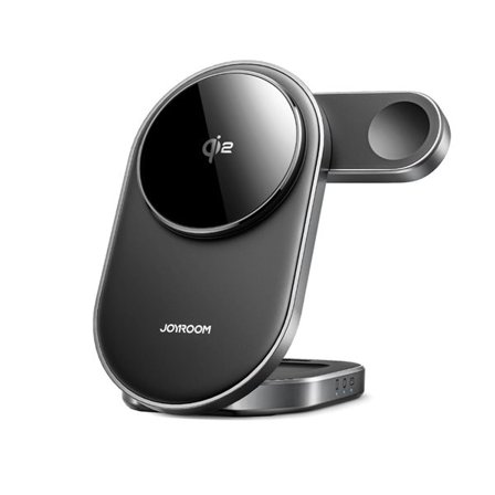 Joyroom 3-i-1 ladestativ med trådløs lading - Svart
