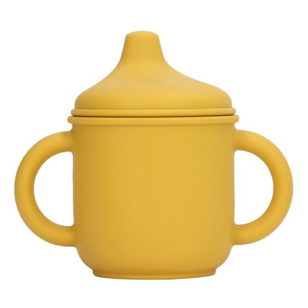 Silikone Spildsikker Træningskop med Håndtag Tud Låg Opvaskemaskine Mikrobølgeovn Sikker til Småbørn Babyer Gul