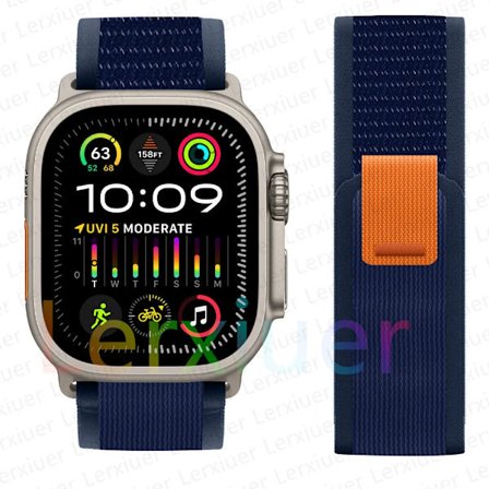 Trail-armband för Apple Watch Ultra 2, 49 mm, 44 mm, 45 mm, 40 mm, 41 mm, 38 mm, 42 mm, 45 44 mm armband iWatch serie 8 9 7 6 5 3 se blå