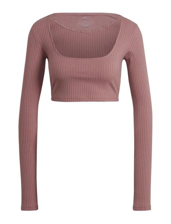adidas Sportswear | Studio Lounge Ribbed Cropped Long-Sleeve Top | L