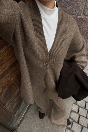 NA-KD Cardigan oversize en maille - Pulls Oversize - Marron - S