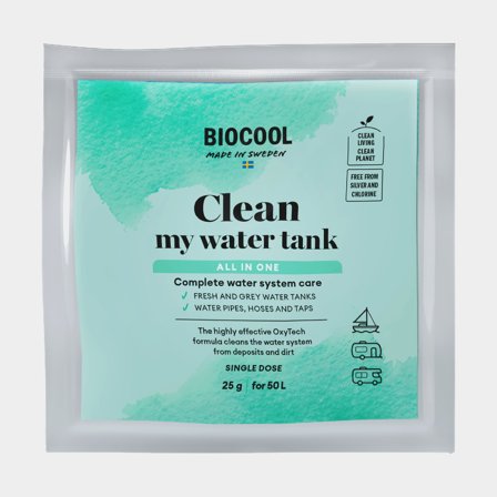 Water tank cleaner BioCool Clean My Water Tank, single-dose sachet, 25 grams powder, sufficient for 50 liters tank capacity