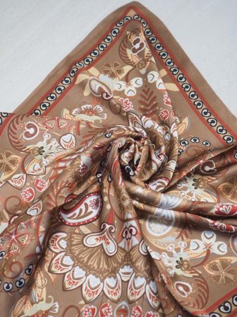 7Days Satengskjerf Brun/bordeaux 70x70