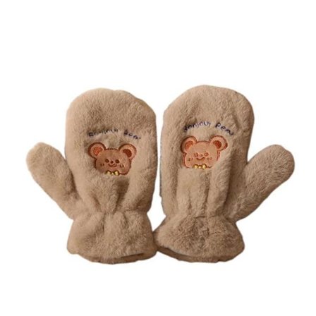 Dame vinter varme plys handsker, bløde og tykke, i et sødt og yndigt ensfarvet design.