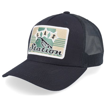 Iconic - Noir trucker Casquette - Gas Station Sign Patch Black A-frame Trucker @ Hatstore