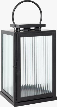 Halvor Bakke Lanterne Riller Rustfri Svart H36cm