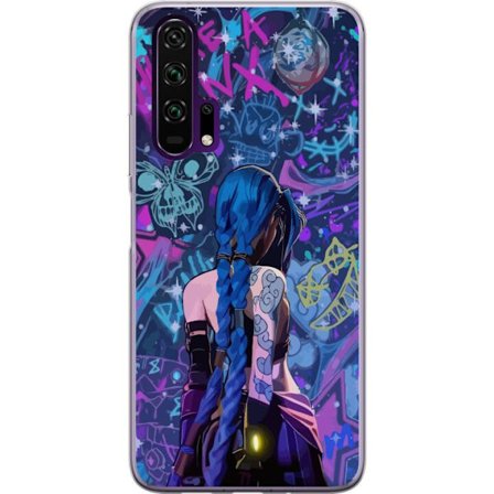 Kompatibelt Mobilskal till Honor Honor 20 Pro Färgstark graffitiillustration med blåhårig karaktär i urban neonstil och kreativt kaos