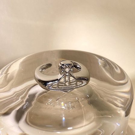 Punkstil Glitrende Rhinestone Planet Bokstaver Ringåpning Adj