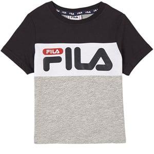 Kids - Fila College Station Branded T-Shirt Grey Melange-Moonless Night-Bright White 98/104 cm - Tops - 98/104 cm - Grey