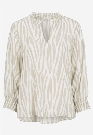 Cellbes of Sweden - Vevet, mønstret bluse i beige / sebra for damer i størrelse 58/60