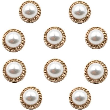 10 stk. Blomst, 2 cm Runde Perleknapper med Skaft til Syning Guldknap Håndværk til Tøj Skjorter Dragter Frakker Trøjer Brudekjole Beklædning 