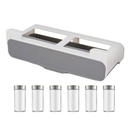 Krydderhylle med stor kapasitet, uttrekkbar oppbevaringshylle for krydderflasker til kjøkken med skumboks-emballasje