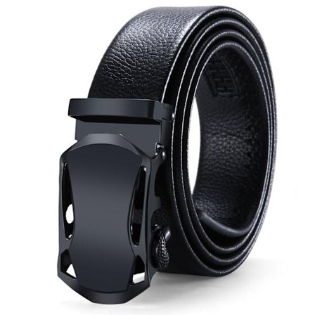 Herre automatisk spennebuksebelte med hemmingsbelte, helsvart, enkelt og elegant automatisk belte for forretninger