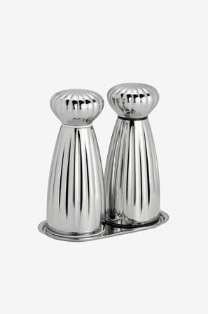 Robert Welch - Salt- og peberkværne Palm Bright Medium med bakke Sæt - Sølvfarvet - Krydderikværne & mortere - Fra Homeroom