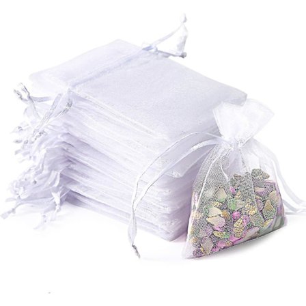 100 stk. Organzaposer, Poser med snørelukning, Bryllupsgaveposer, Fest, Jul