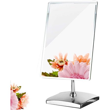 Frittstående sminkebordsspeil, kvadratisk avtakbar vinkeljusterbar rammeløs design