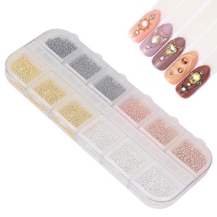 Neglekunst Stål Kugle Dekorationer Blandet Størrelse Manicure DIY Dekor Perler til Hjem Salon07