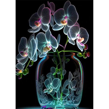 (30x40cm - Glow-in-the-dark Blommor C) 5D Diamantmålning Kit Ros