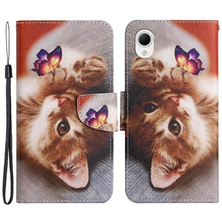 Wonderland Samsung Galaxy A23e Läppäkotelo - Perhonen / Kissa