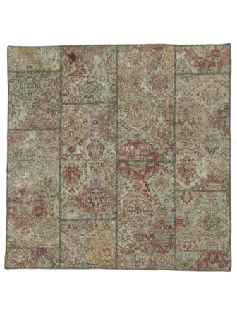 Tapis Patchwork 157X157 Carré Jaune Foncé/Marron (Laine, Perse)