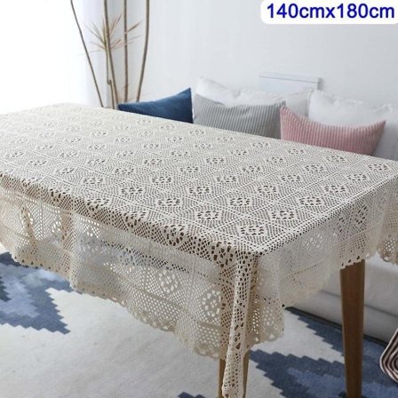 Rustikk heklet duk, blondeduk, 140*180