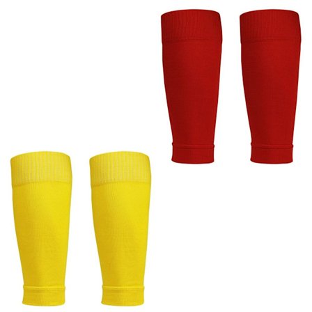 2 paria jalkapallon säärisuojaa kompressiohiha aikuisille keltainen + punainen KLB