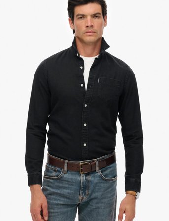 Superdry Essentials L/S Denim Shirt - Black - XXL