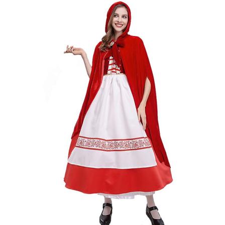 Karneval Halloween Lille Rødhætte Til Kvinde Kostume Deluxe Lang kappe Spooktacular Outfit Cosplay Fancy festkjole White XL