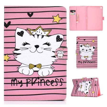 Samsung Galaxy Tab A 10.1 (2019) mönstrat läderfodral - Prinsessan Katt