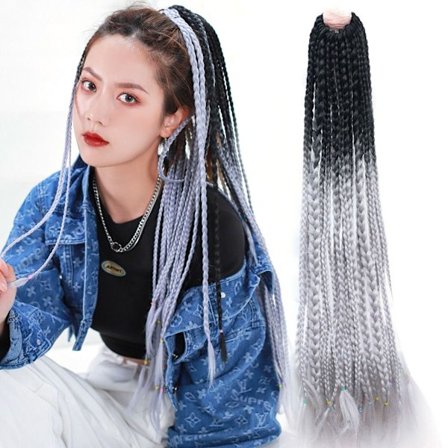 Flerfarvet hestehale paryk pandebånd 10 10