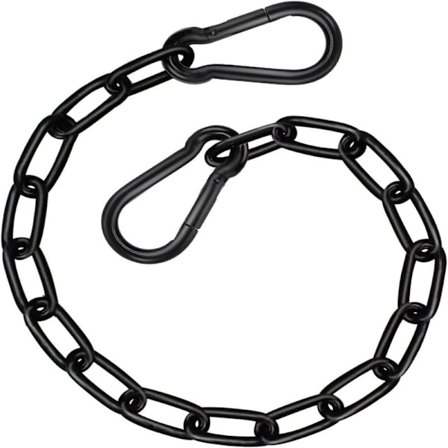 Kraftig Kjede 53 cm, Svart Huske Kjede 300 kg Kapasitet, Hengekjedeforlenger, Veranda Huske Kjedesett med Karabinkroker for Sandsekker, Boksesekker