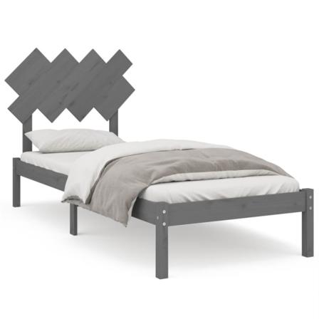 Vidaxl Sängram Grå 90x200 Cm Massivt Trä Grå