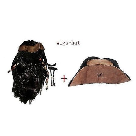 Halloween-asu miehille aikuinen merirosvokapteeni Jack Sparrow peruukit hattu Pirates of the Caribbean Cosplay -tarvikkeet 2025th