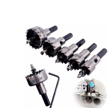 5 stk hårdmetal spids HSS bor bit hul sav sæt rustfrit stål