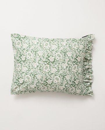 Lexington Kissenbezug aus baumwollsatin mit grünem blumendruck