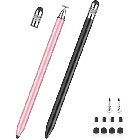 3-i-1 Stylus Penna för iPad Samsung Tablet Smartphone, Högkänslig och Högprecisions Touch Stylus med 10 Ersättningsspetsar (Svart + Roséguld)