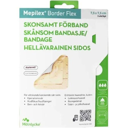 Mepilex Border Flex 7,5x7,5 cm bandasje 3 stk