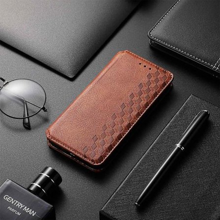 Fodral för Samsung A54 brun Flip Magnetiskt Läder